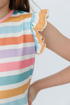 Spring Stripes S/S Ruffle Tee by Mila & Rose ®