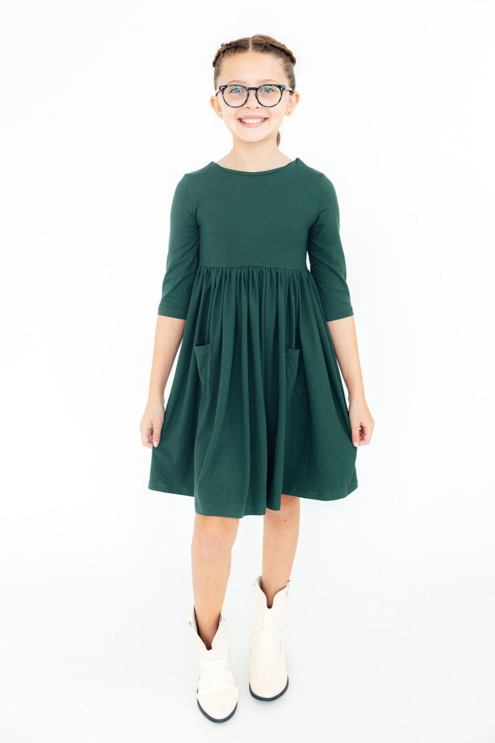 Spruce 3/4 Sleeve Pocket Twirl Dress by Mila & Rose ®