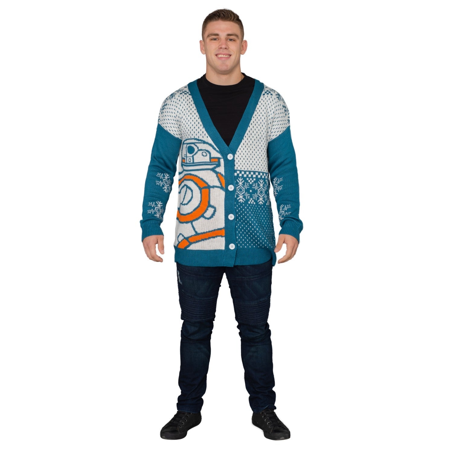 Adult Unisex BB8 Star Wars Ugly Christmas Cardigan Sweater by TVStoreOnline