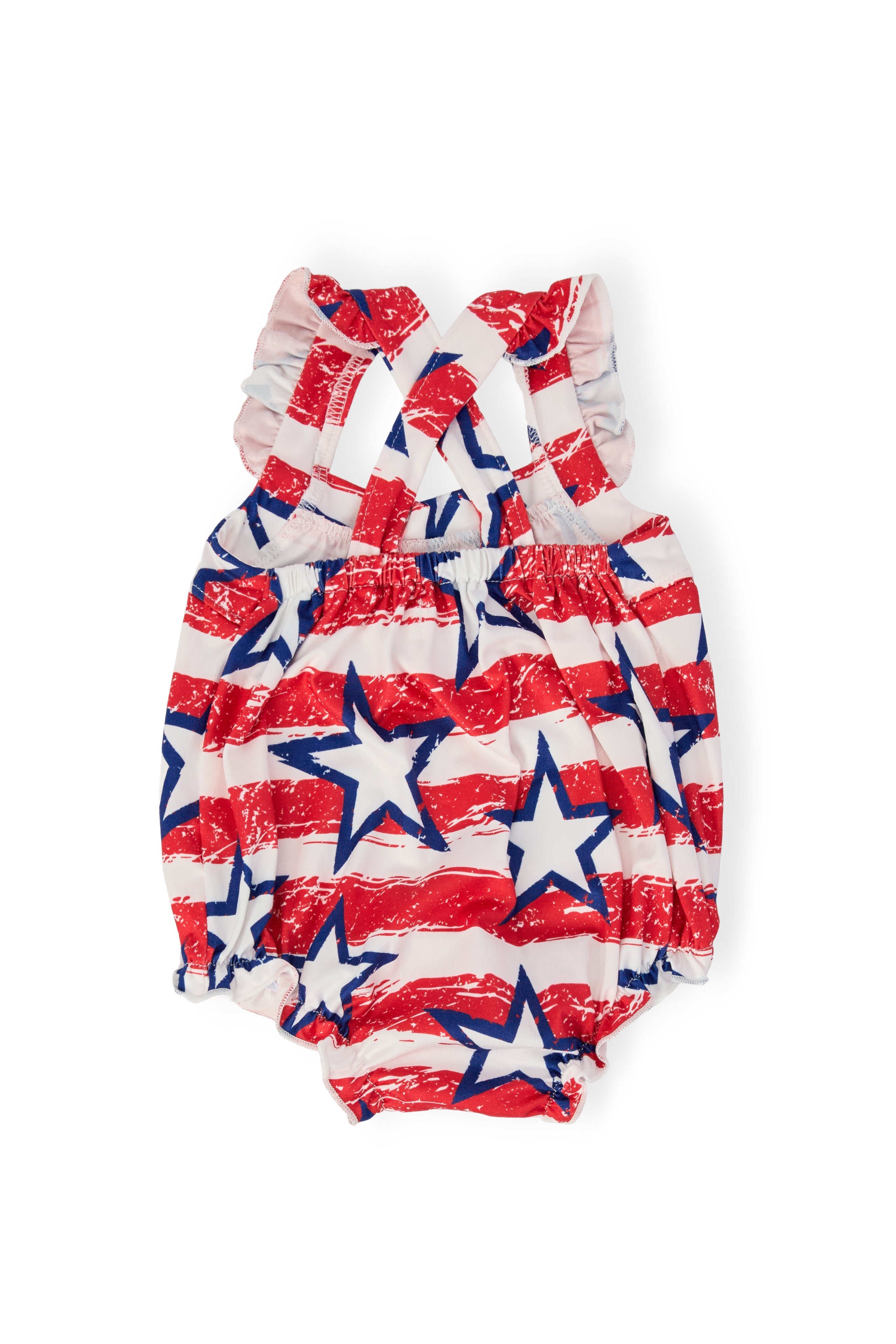Stars & Stripes Ruffle Cross Back Romper by Mila & Rose ®