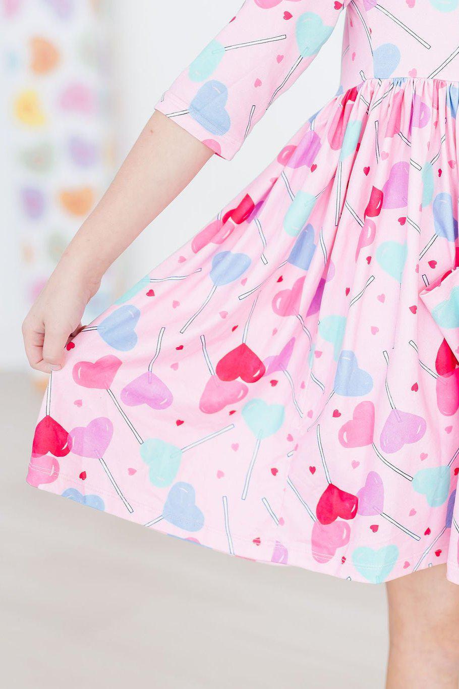 Sucker for You 3/4 Sleeve Pocket Twirl Dress by Mila & Rose ®