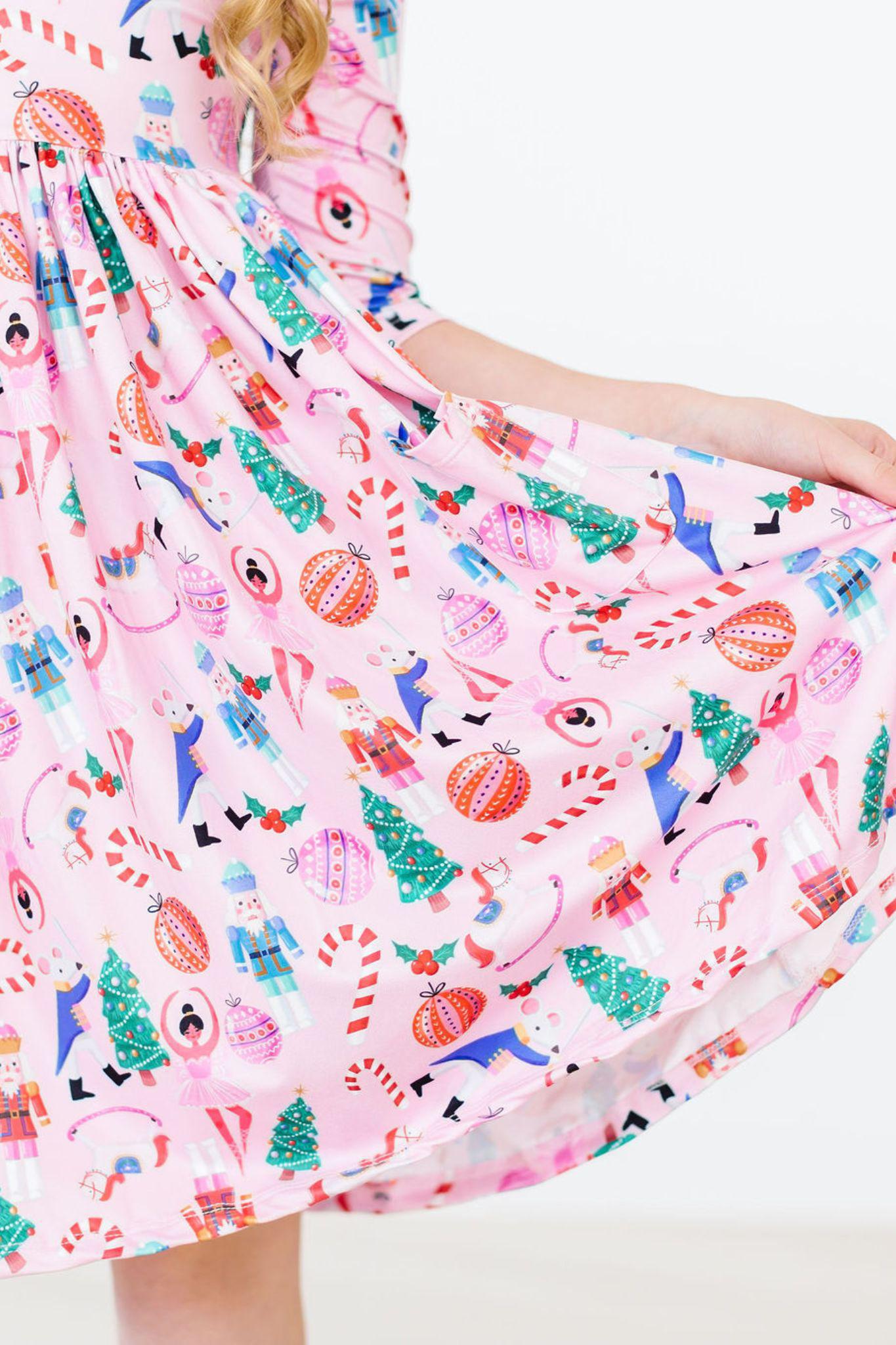 Sugarplum Fairy 3/4 Sleeve Pocket Twirl Dress by Mila & Rose ®