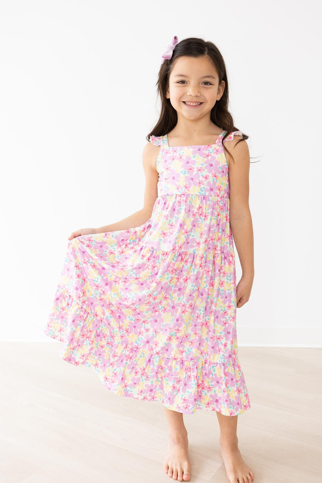 Summer Watercolor Floral Ruffle Maxi Dress by Mila & Rose ®