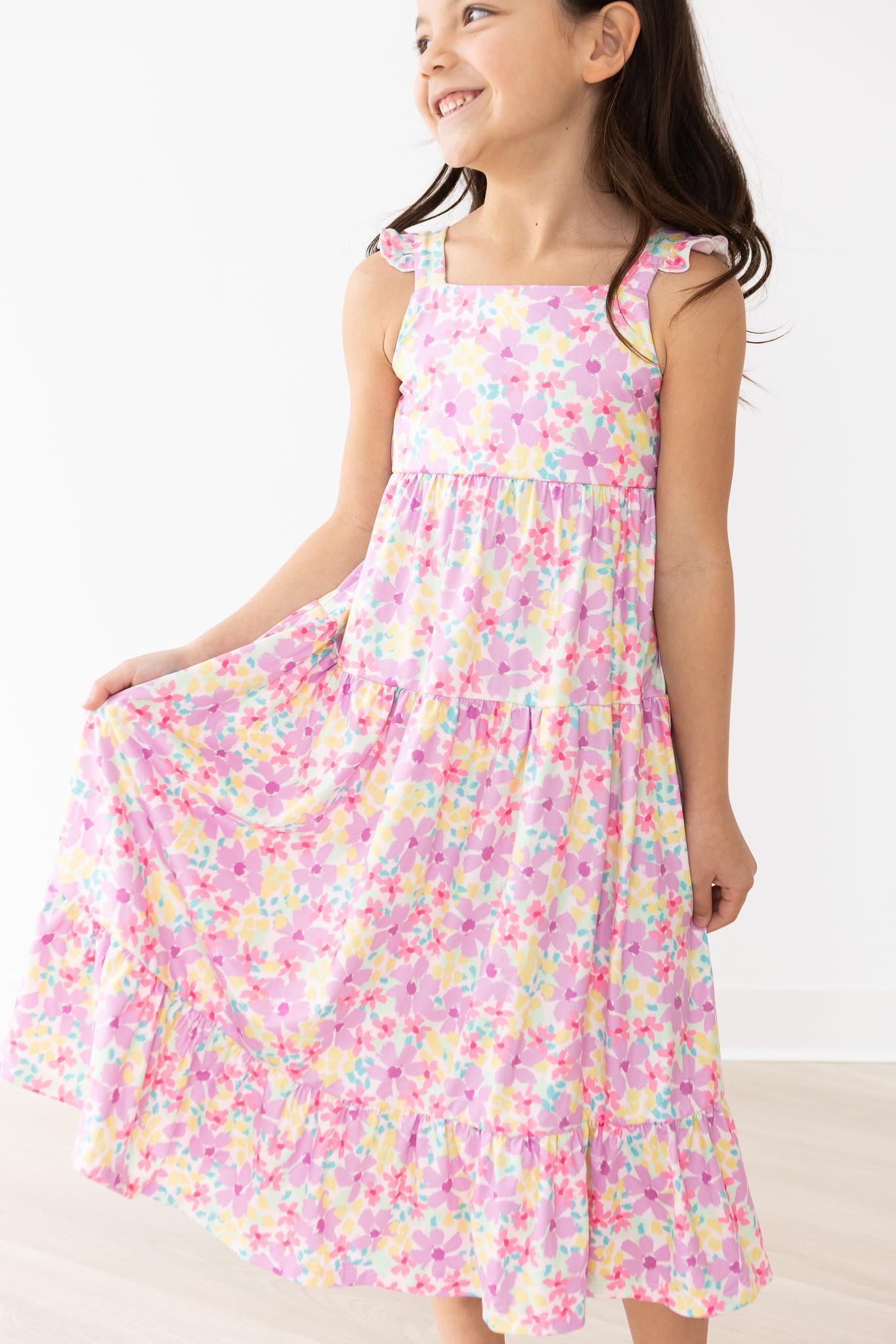 Summer Watercolor Floral Ruffle Maxi Dress by Mila & Rose ®