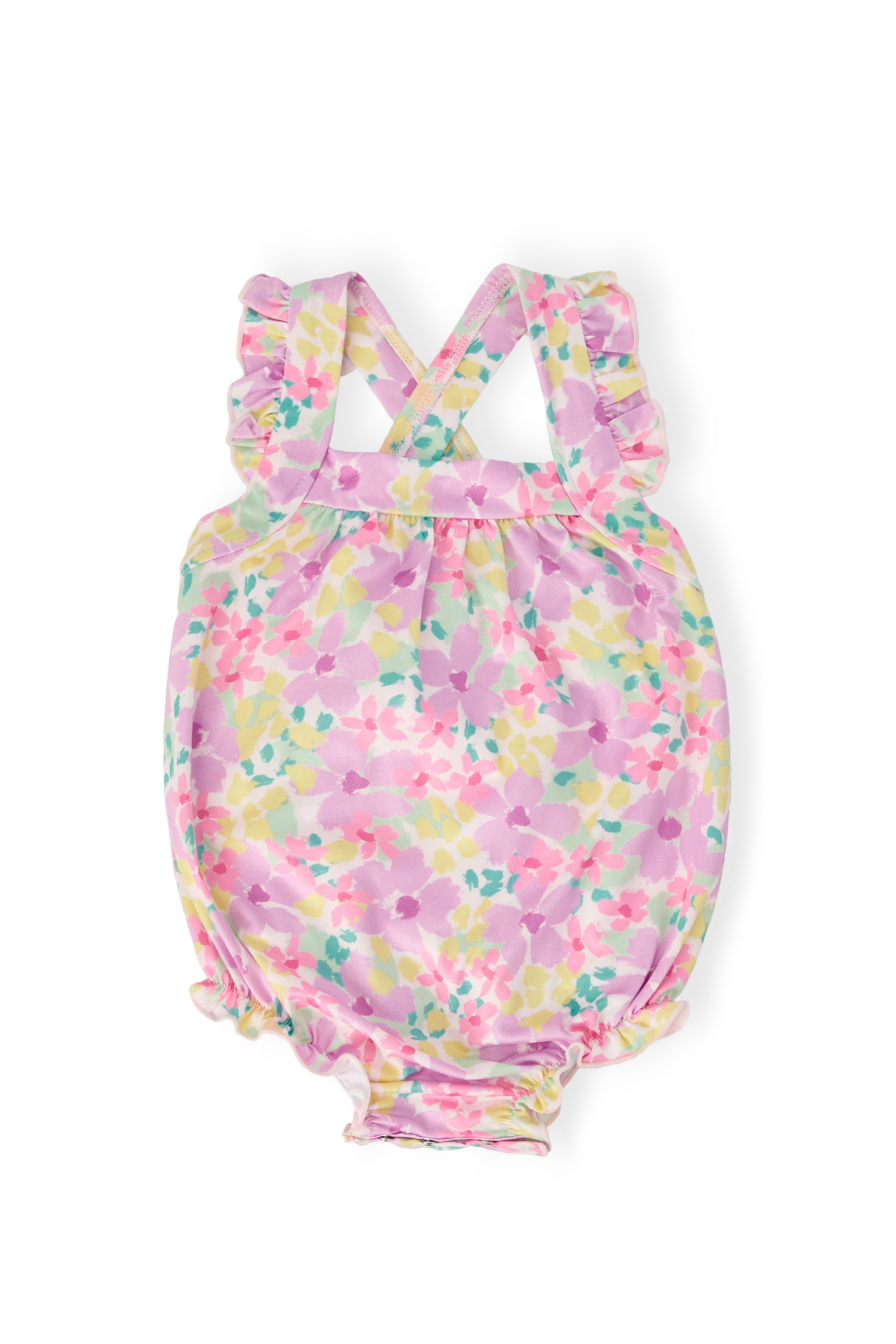 Summer Watercolor Ruffle Cross Back Romper by Mila & Rose ®