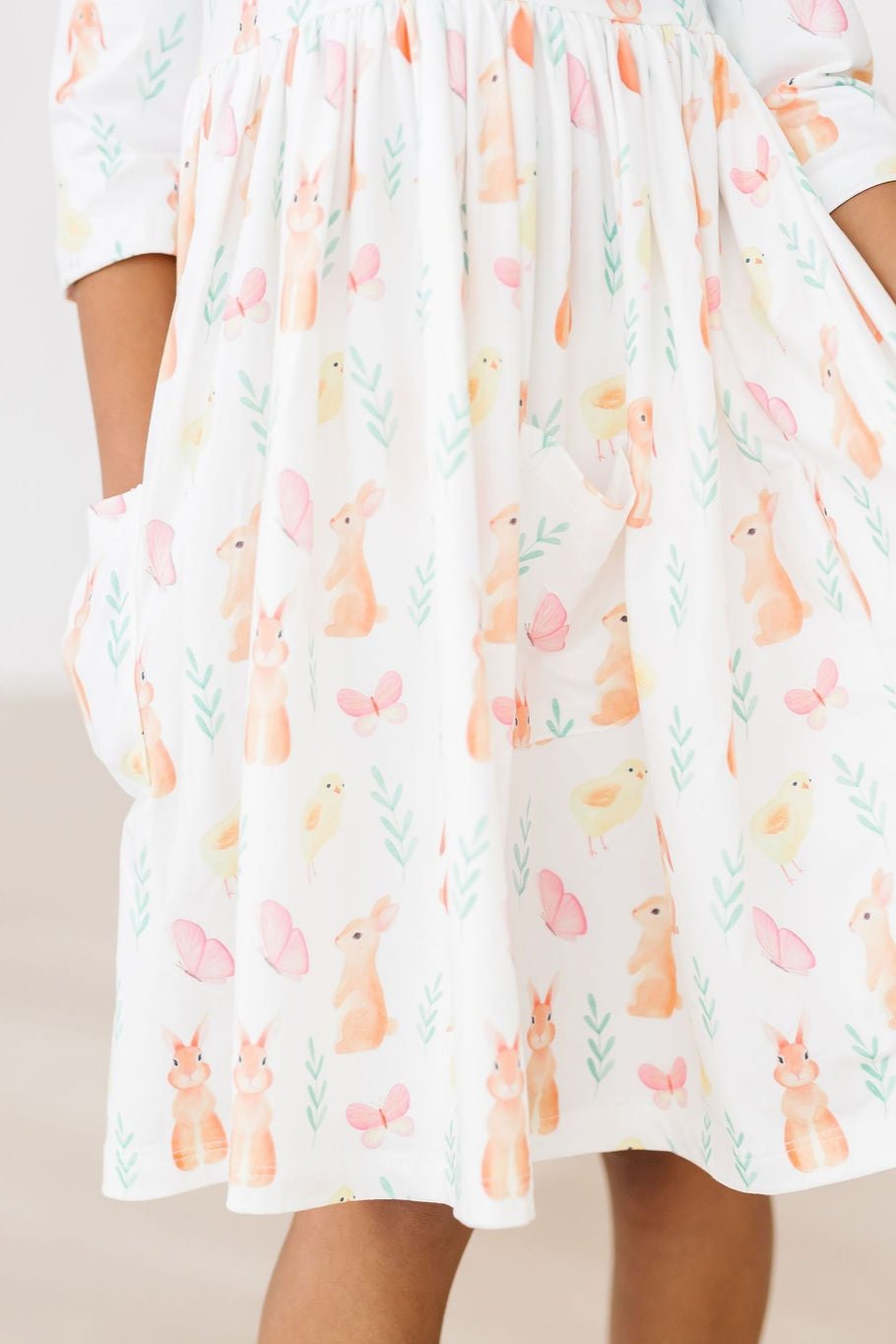 Sunny Bunnies 3/4 Sleeve Pocket Twirl Dress by Mila & Rose ®