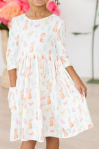 Sunny Bunnies 3/4 Sleeve Pocket Twirl Dress by Mila & Rose ®