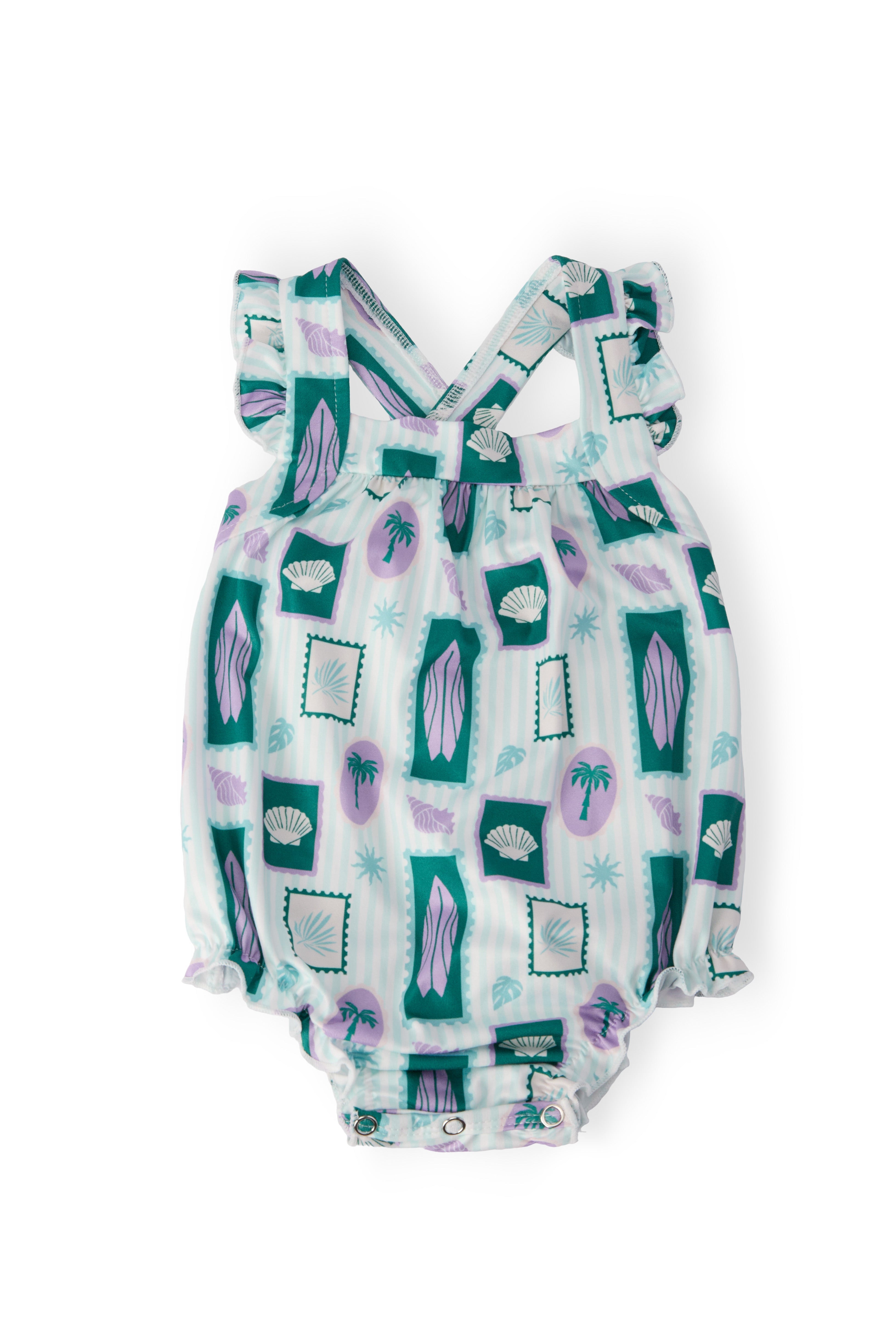 Surfer Girl Ruffle Cross Back Romper by Mila & Rose ®