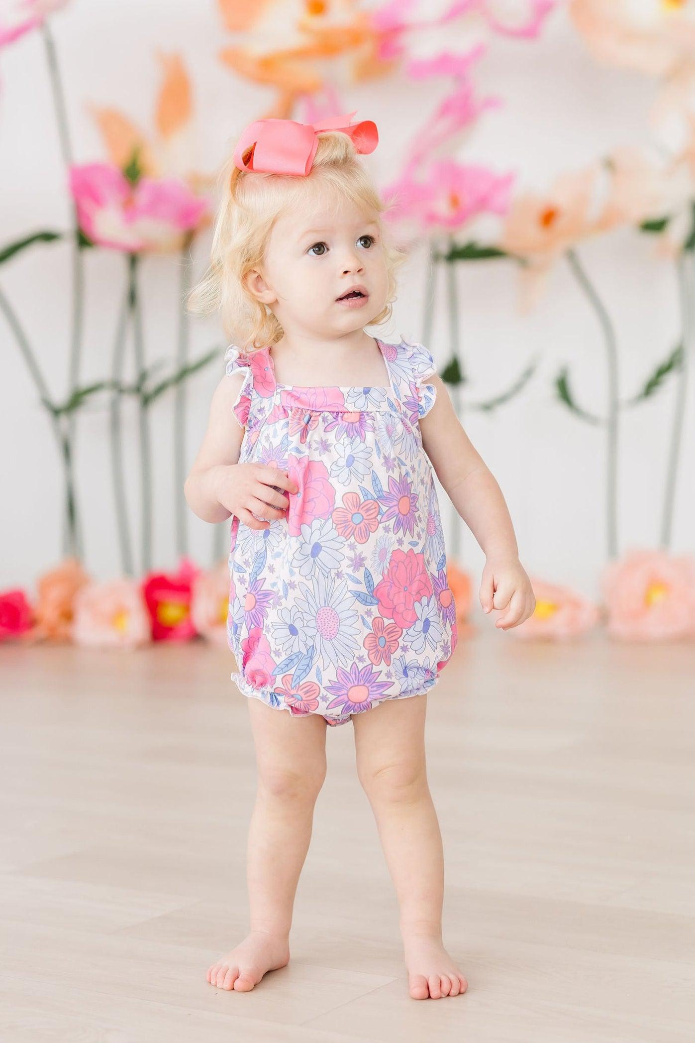 Sweet Springtime Ruffle Cross Back Romper by Mila & Rose ®