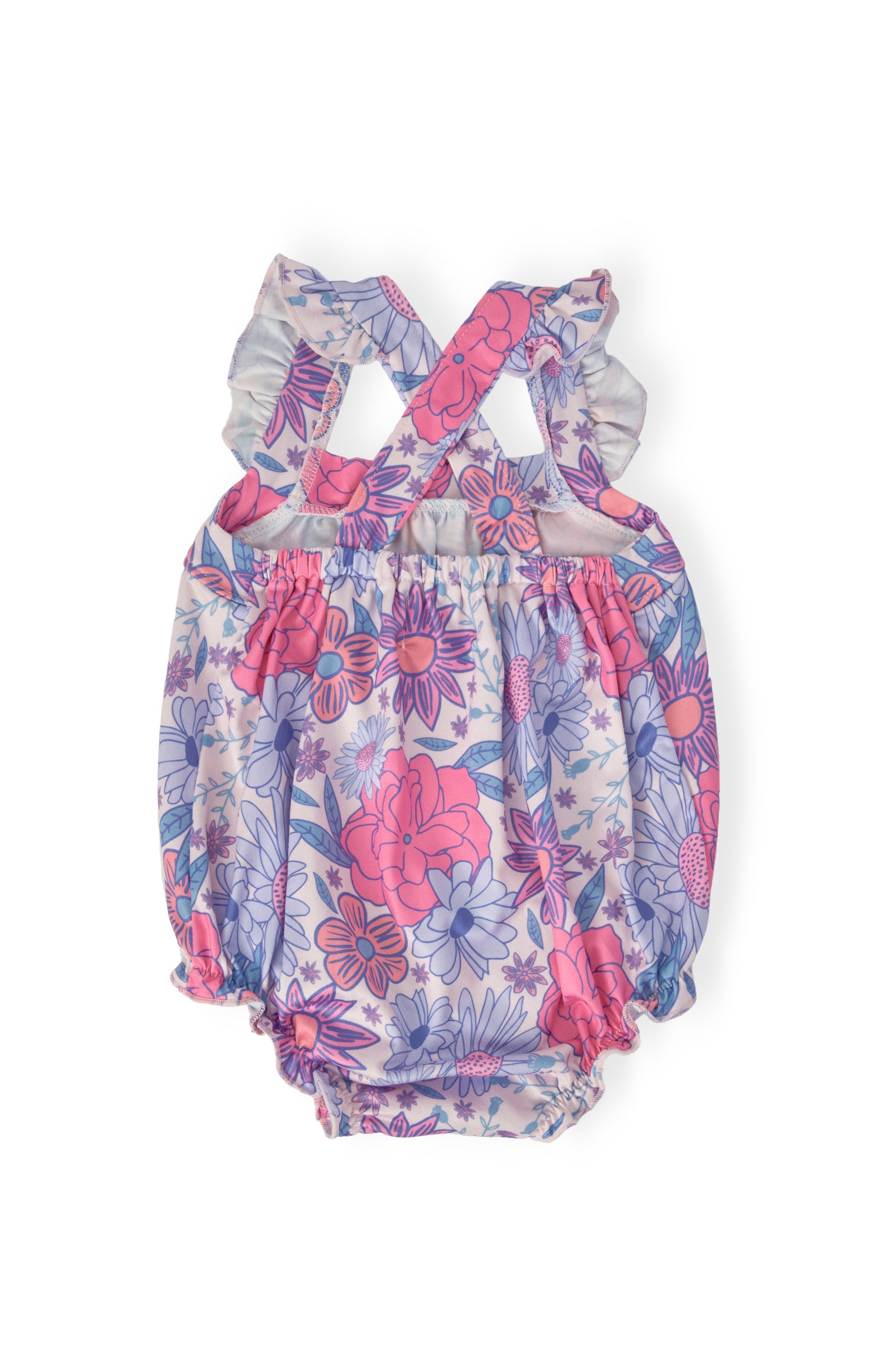 Sweet Springtime Ruffle Cross Back Romper by Mila & Rose ®