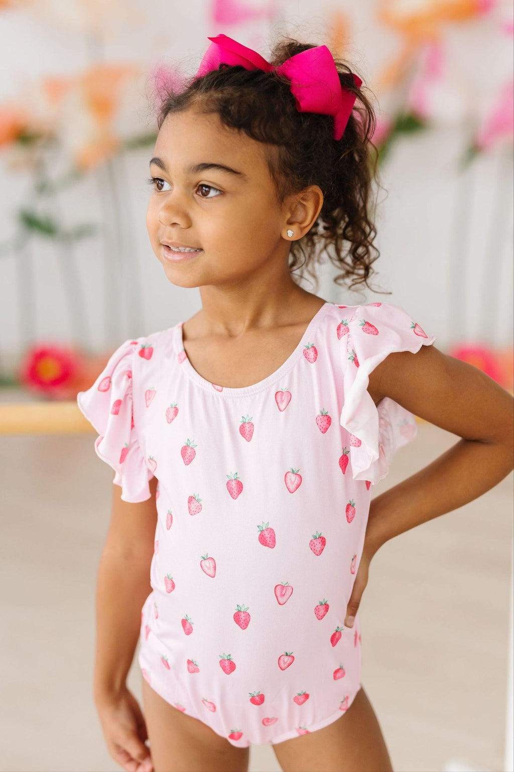 Sweet Strawberries S/S Flutter Sleeve Leotard by Mila & Rose ®