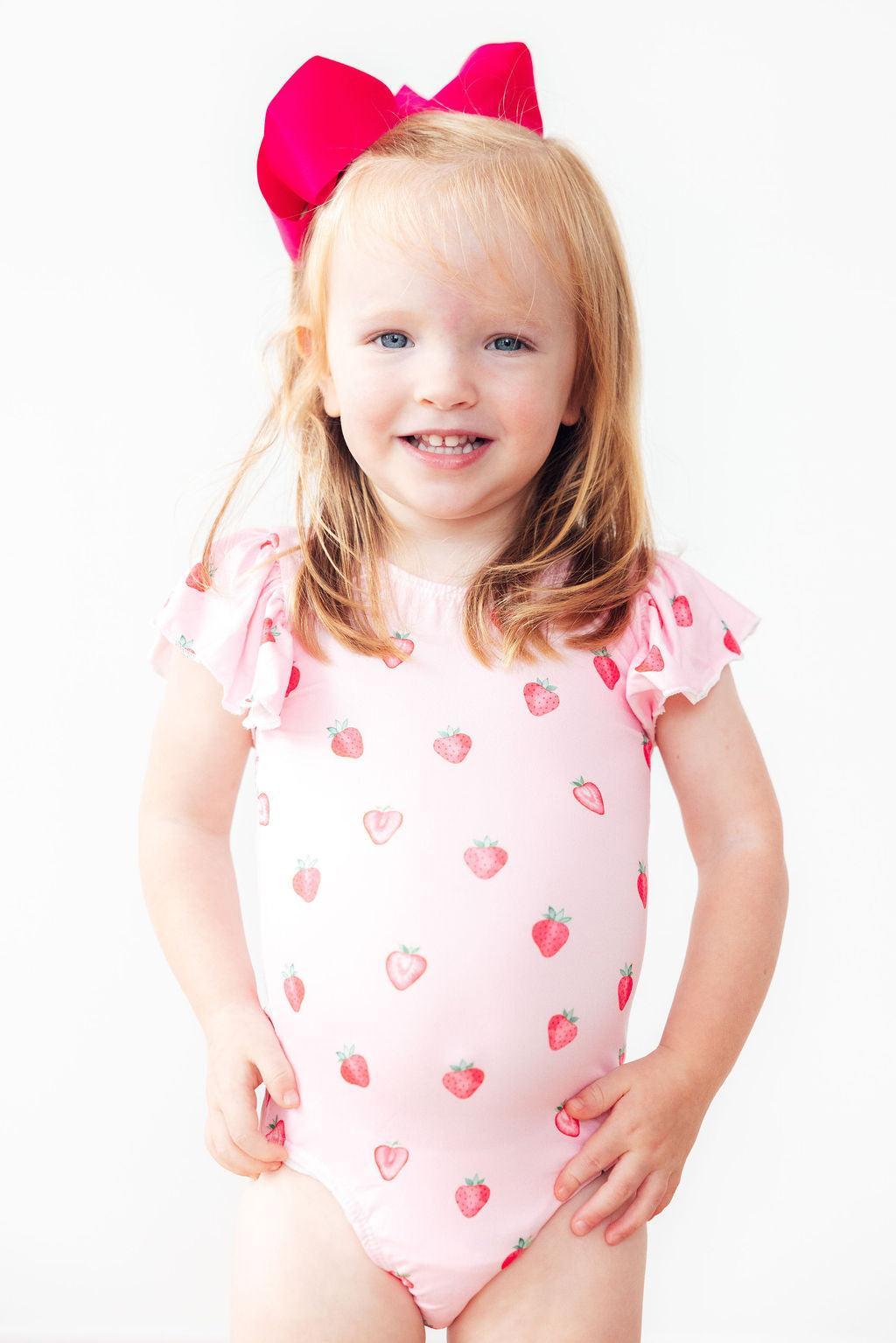 Sweet Strawberries S/S Flutter Sleeve Leotard by Mila & Rose ®