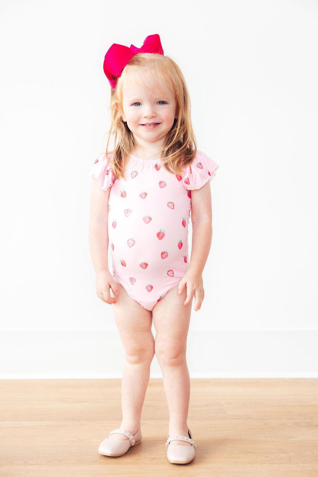 Sweet Strawberries S/S Flutter Sleeve Leotard by Mila & Rose ®