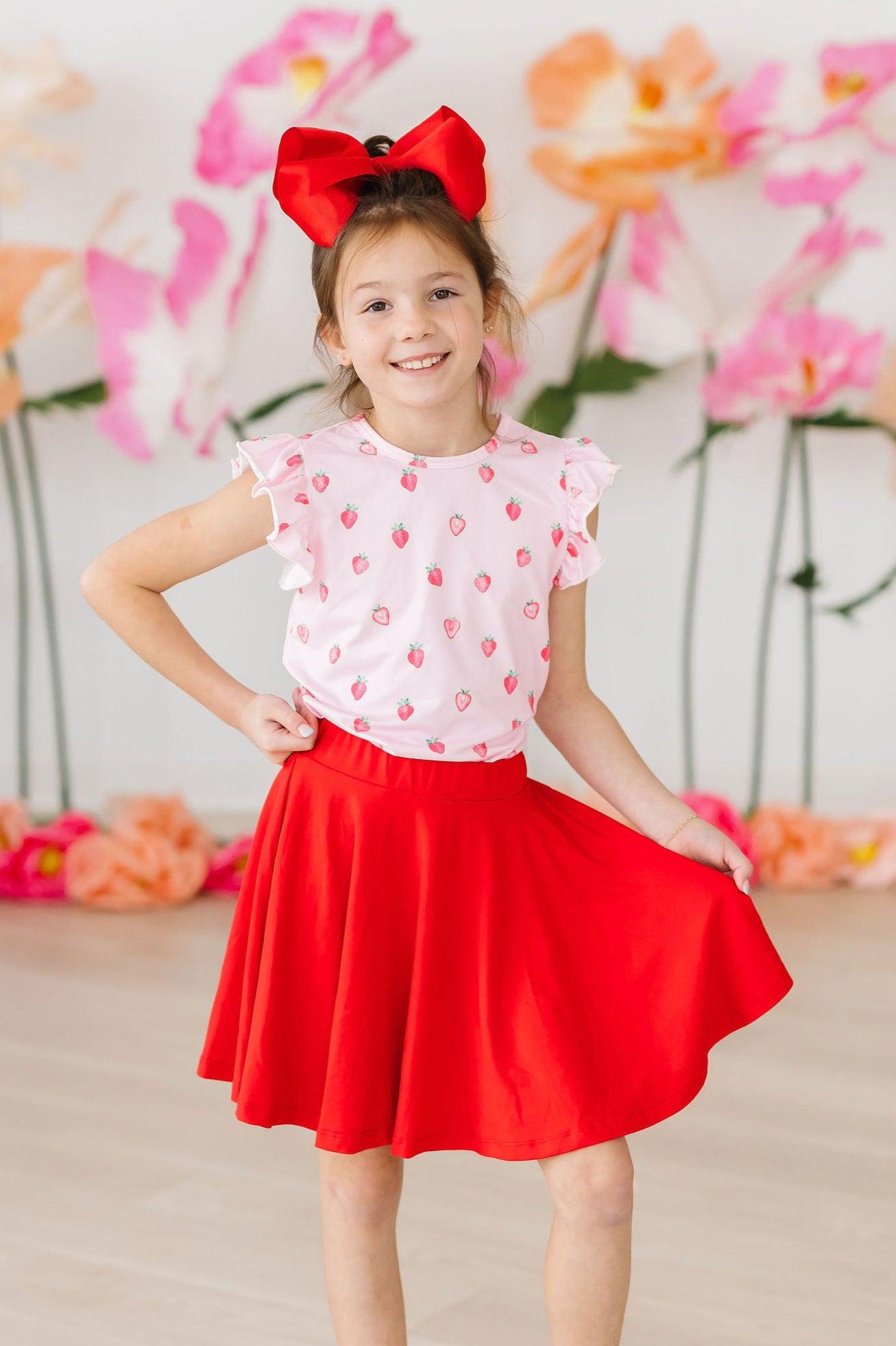 Sweet Strawberries S/S Ruffle Tee by Mila & Rose ®