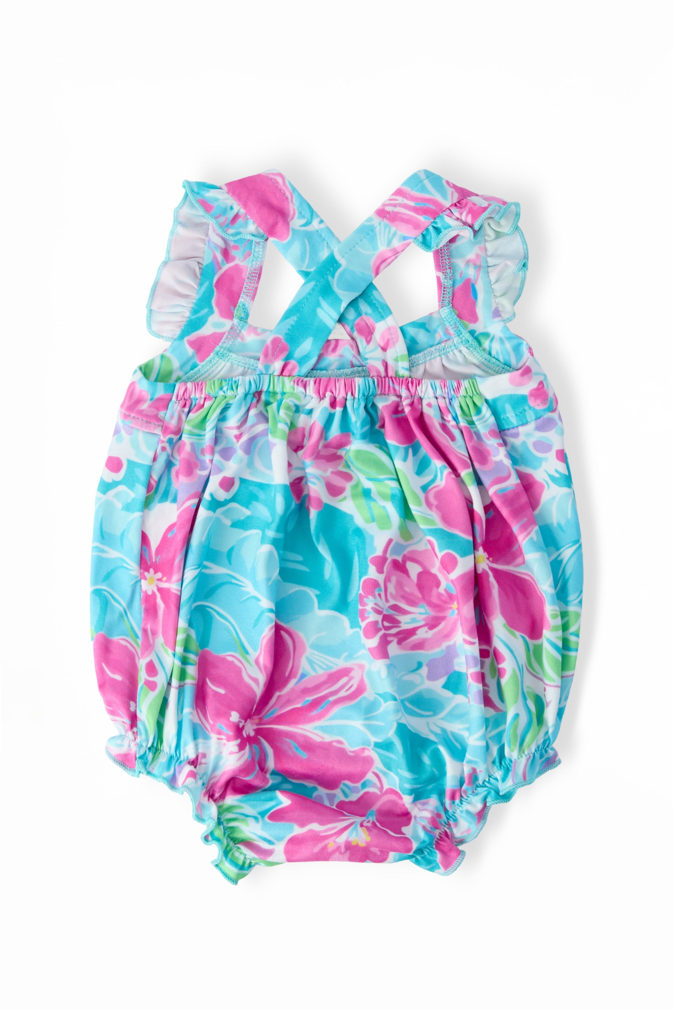 Tropical Punch Ruffle Cross Back Romper by Mila & Rose ®