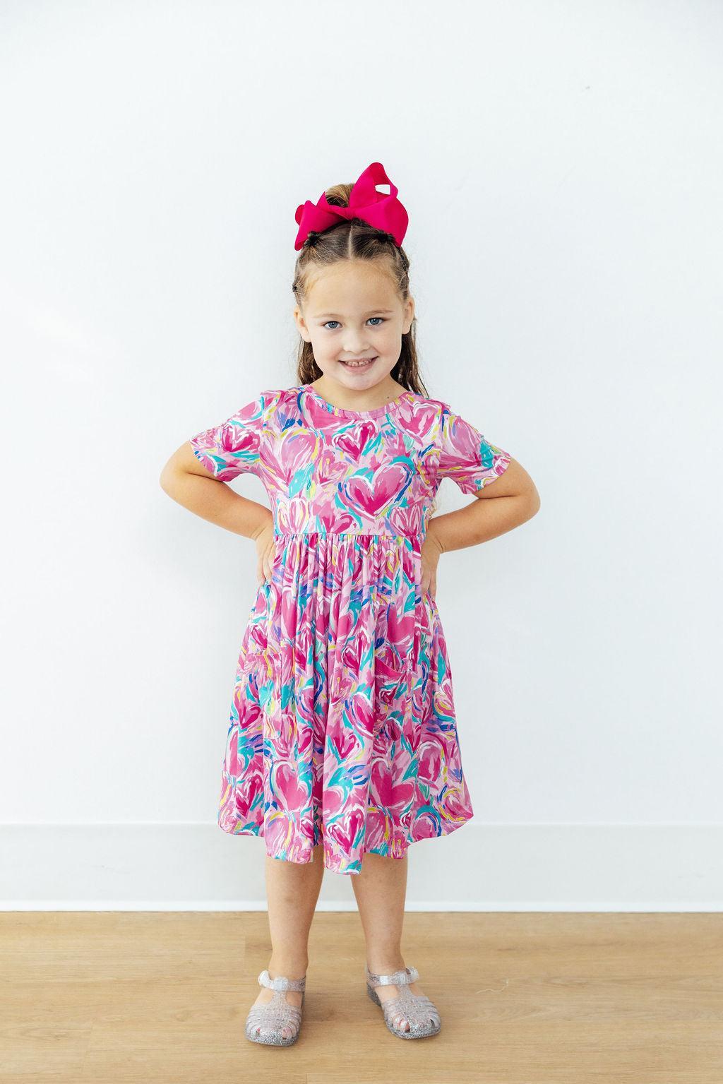 Sweetheart Scribble S/S Pocket Twirl Dress by Mila & Rose ®