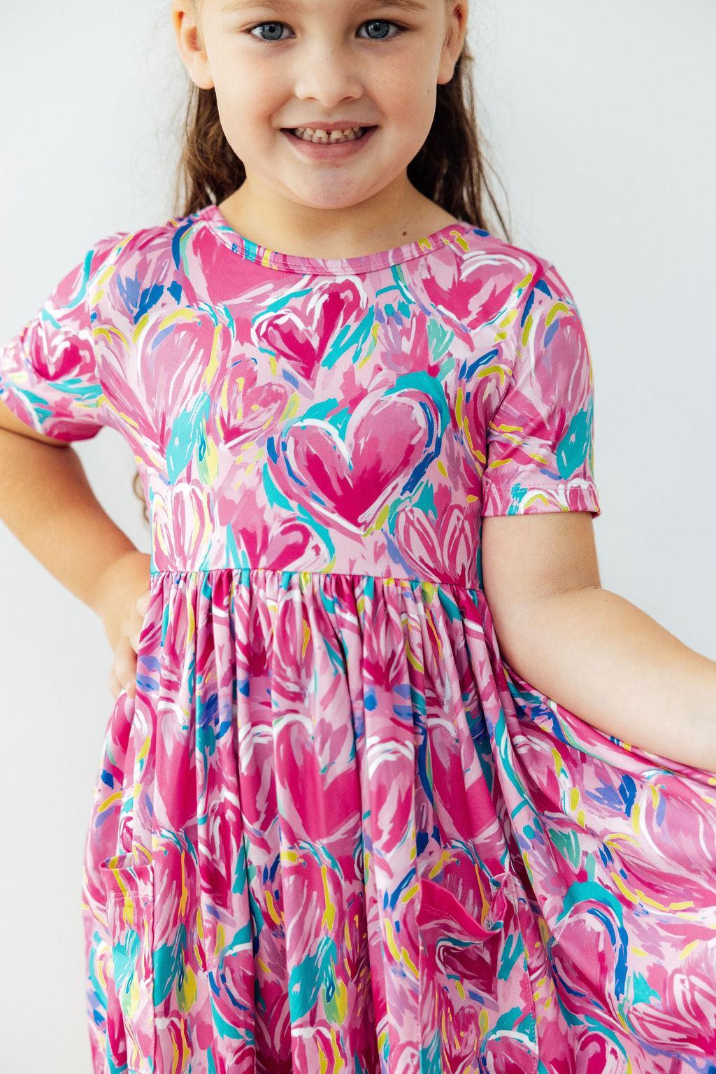 Sweetheart Scribble S/S Pocket Twirl Dress by Mila & Rose ®
