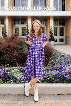 TCU Plaid Frog 3/4 Sleeve Pocket Twirl Dress by Mila & Rose ®
