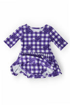 TCU Plaid Frog 3/4 Sleeve Twirl Bodysuit by Mila & Rose ®