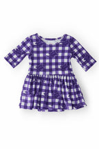 TCU Plaid Frog 3/4 Sleeve Twirl Bodysuit by Mila & Rose ®
