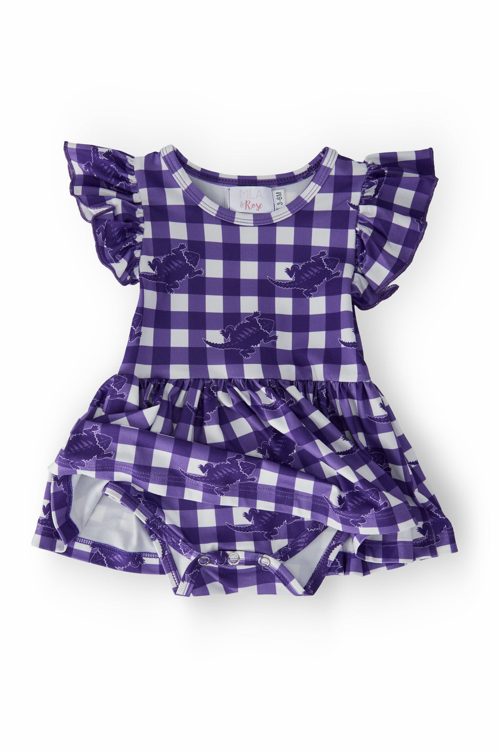 TCU Plaid Frog S/S Flutter Twirl Bodysuit by Mila & Rose ®