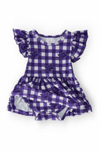 TCU Plaid Frog S/S Flutter Twirl Bodysuit by Mila & Rose ®
