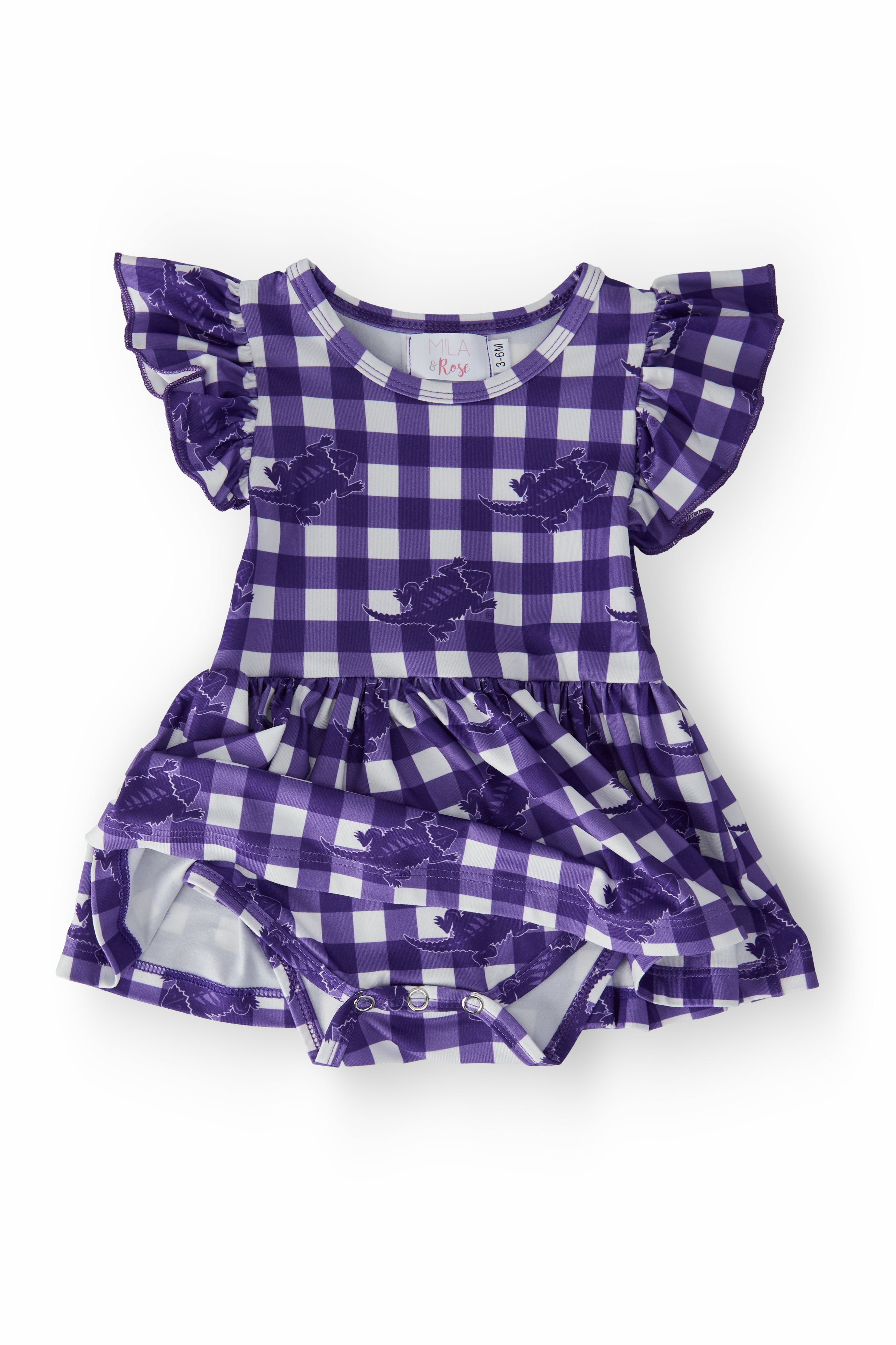 TCU Plaid Frog S/S Flutter Twirl Bodysuit by Mila & Rose ®