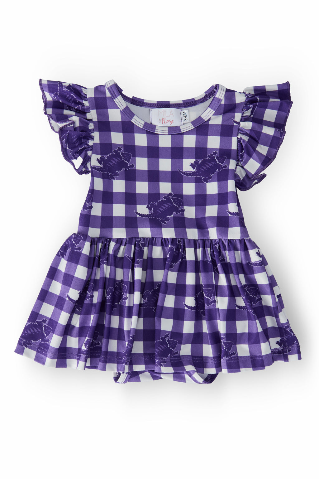 TCU Plaid Frog S/S Flutter Twirl Bodysuit by Mila & Rose ®