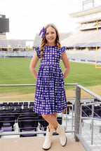 TCU Plaid Frog Flutter Twirl Dress by Mila & Rose ®
