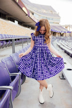 TCU Plaid Frog Flutter Twirl Dress by Mila & Rose ®