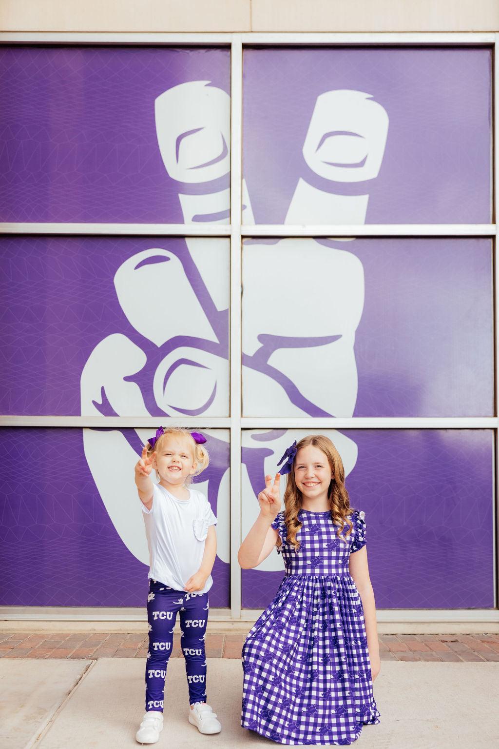 TCU Plaid Frog Flutter Twirl Dress by Mila & Rose ®