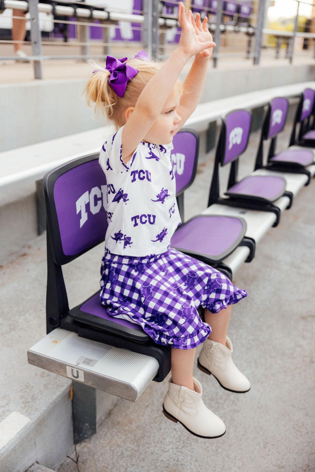 TCU Plaid Frog Ruffle Twirl Skort by Mila & Rose ®