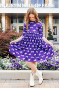 TCU Purple Frog 3/4 Sleeve Pocket Twirl Dress by Mila & Rose ®