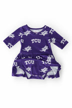 TCU Purple Frog 3/4 Sleeve Twirl Bodysuit by Mila & Rose ®