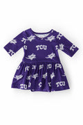 TCU Purple Frog 3/4 Sleeve Twirl Bodysuit by Mila & Rose ®