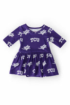 TCU Purple Frog 3/4 Sleeve Twirl Bodysuit by Mila & Rose ®