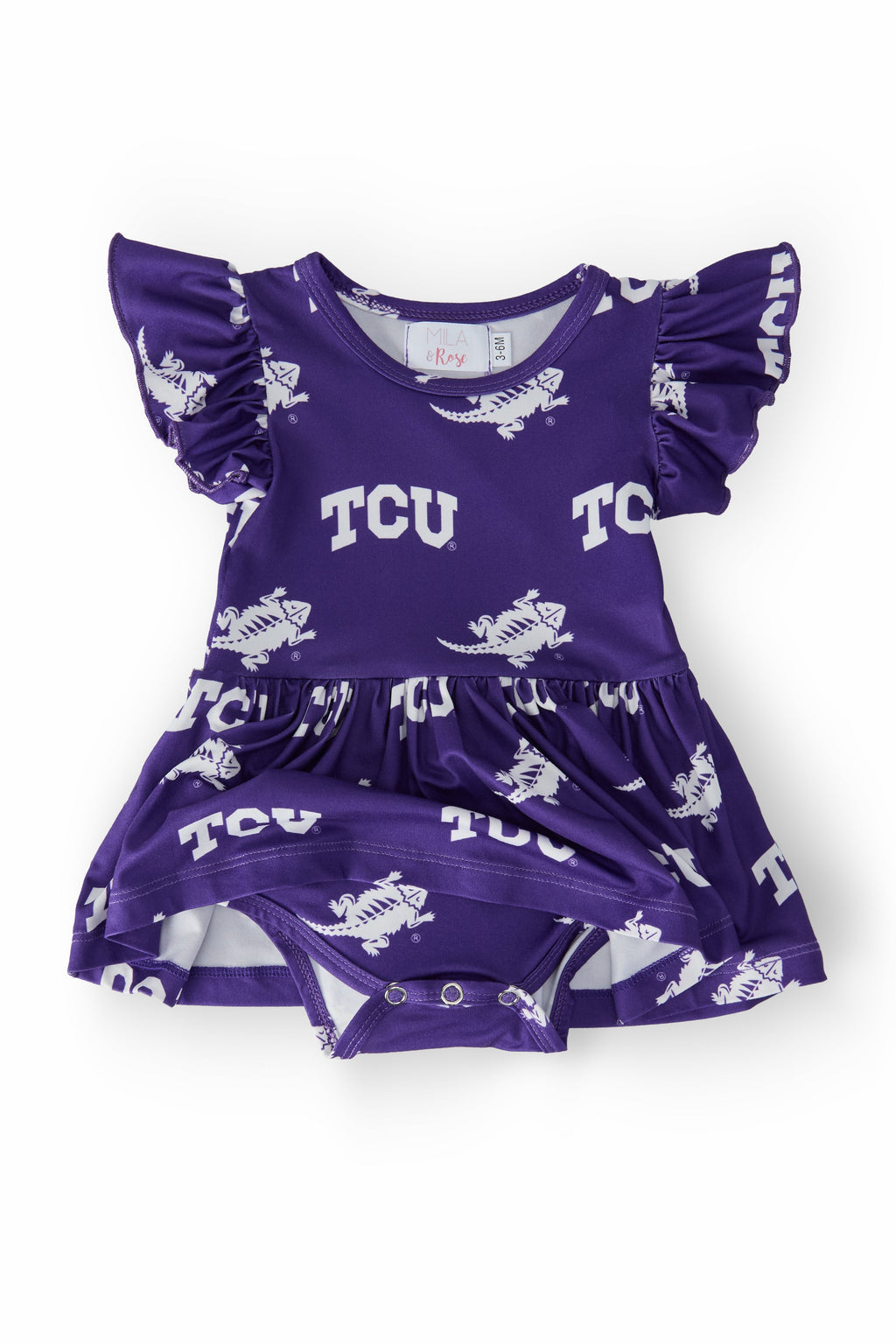 TCU Purple Frog S/S Flutter Twirl Bodysuit by Mila & Rose ®