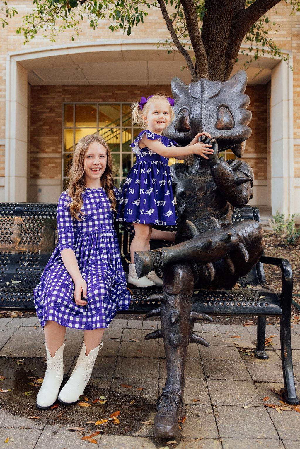 TCU Purple Frog Flutter Twirl Dress by Mila & Rose ®