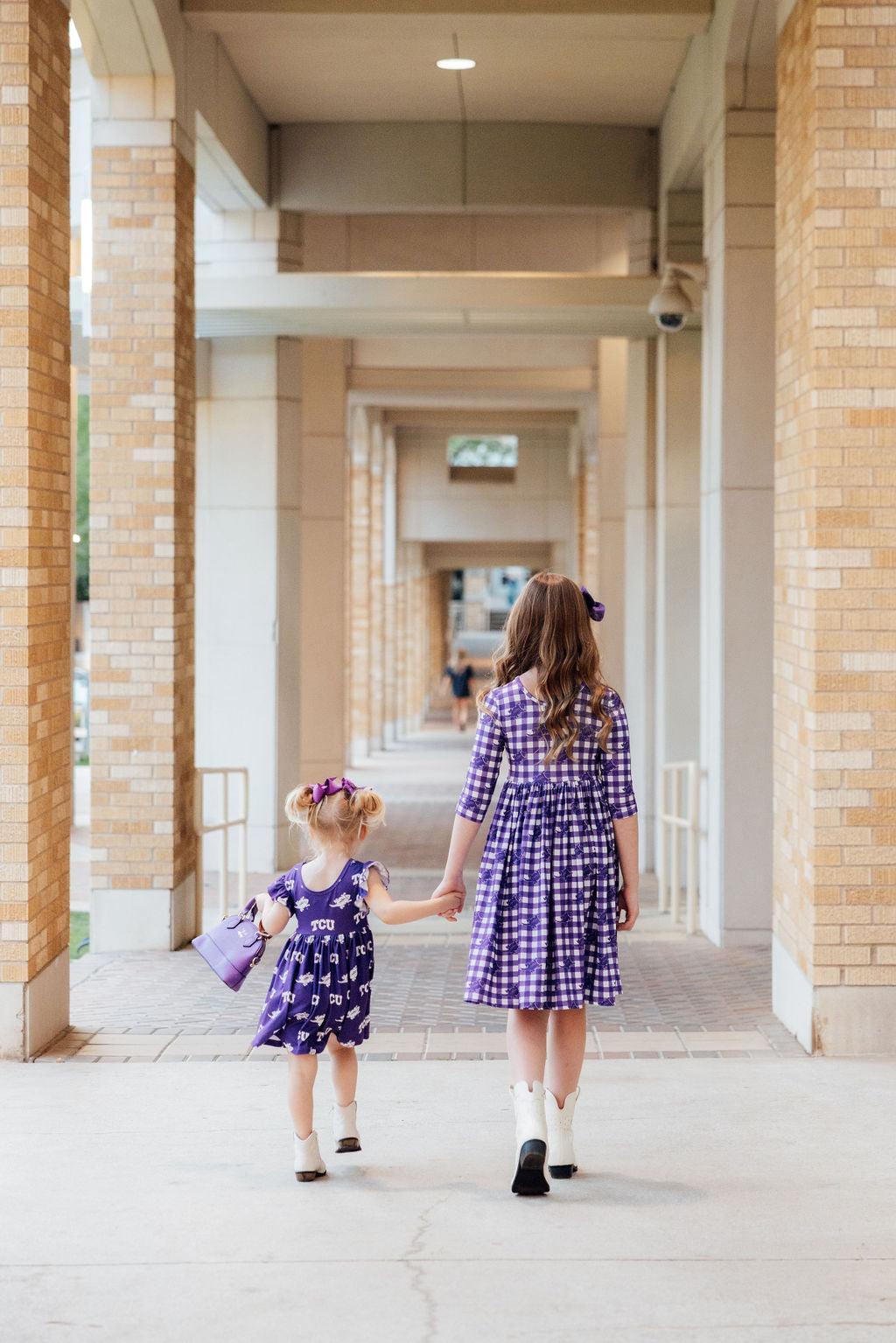 TCU Purple Frog Flutter Twirl Dress by Mila & Rose ®
