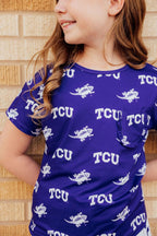 TCU Purple Frog Ruffle Pocket Tee by Mila & Rose ®