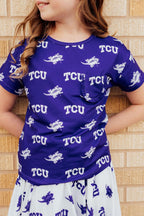 TCU Purple Frog Ruffle Pocket Tee by Mila & Rose ®