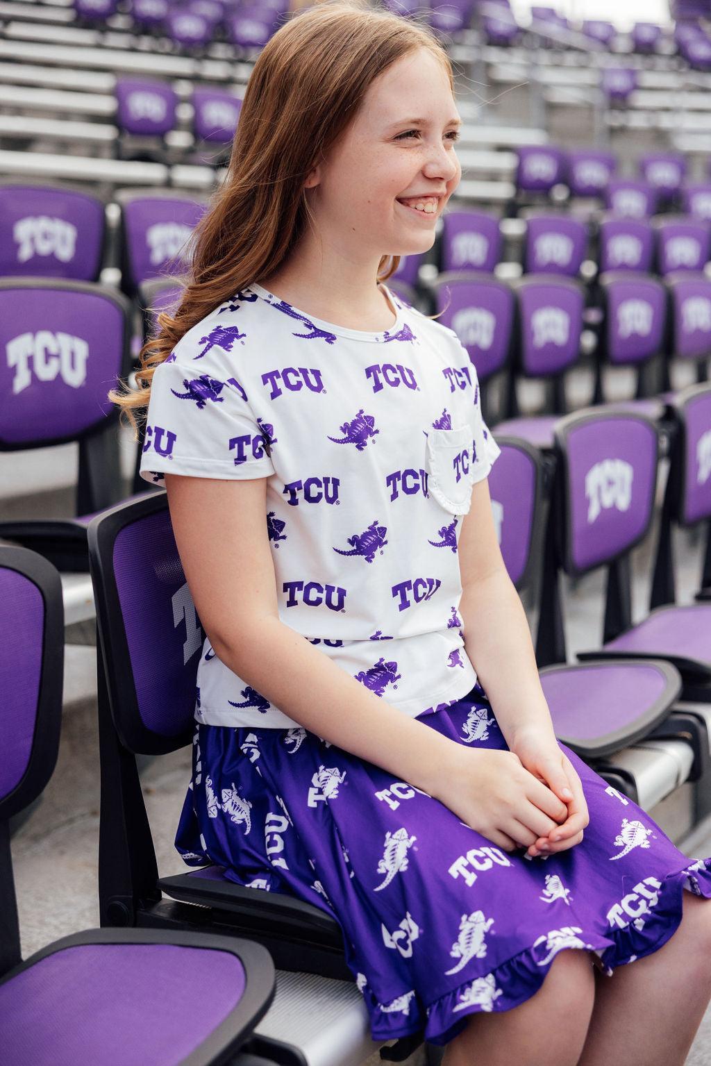TCU Purple Frog Ruffle Twirl Skort by Mila & Rose ®