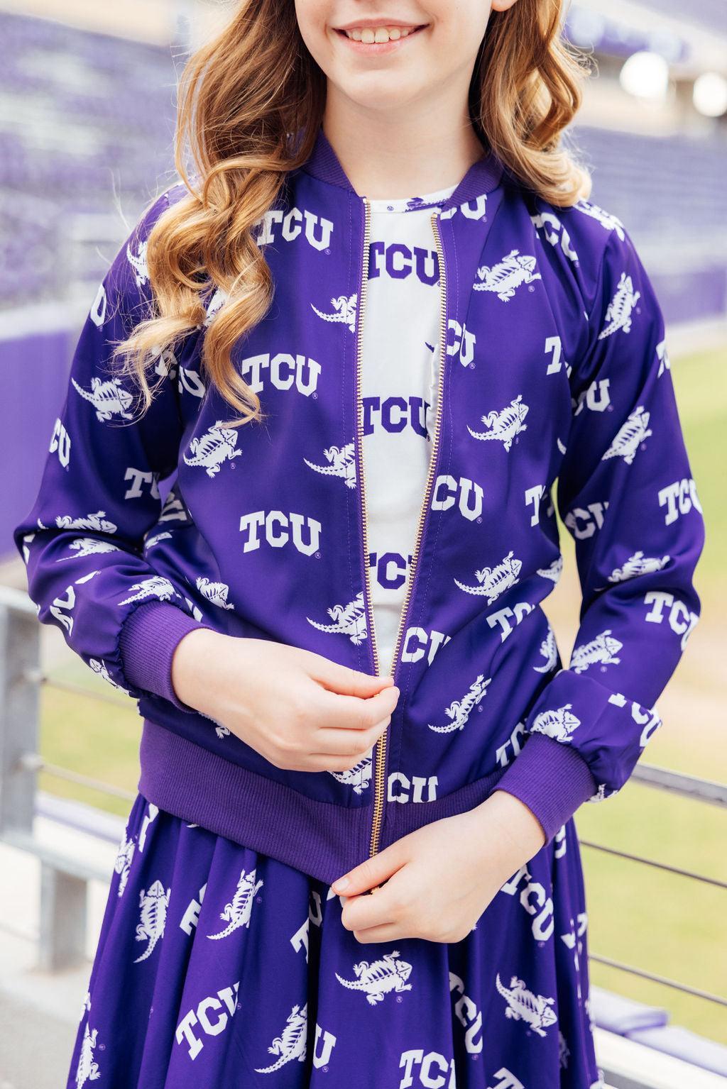 TCU Purple Frog Satin Jacket by Mila & Rose ®