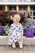 TCU White Frog 3/4 Sleeve Pocket Twirl Dress by Mila & Rose ®