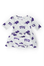 TCU White Frog 3/4 Sleeve Twirl Bodysuit by Mila & Rose ®