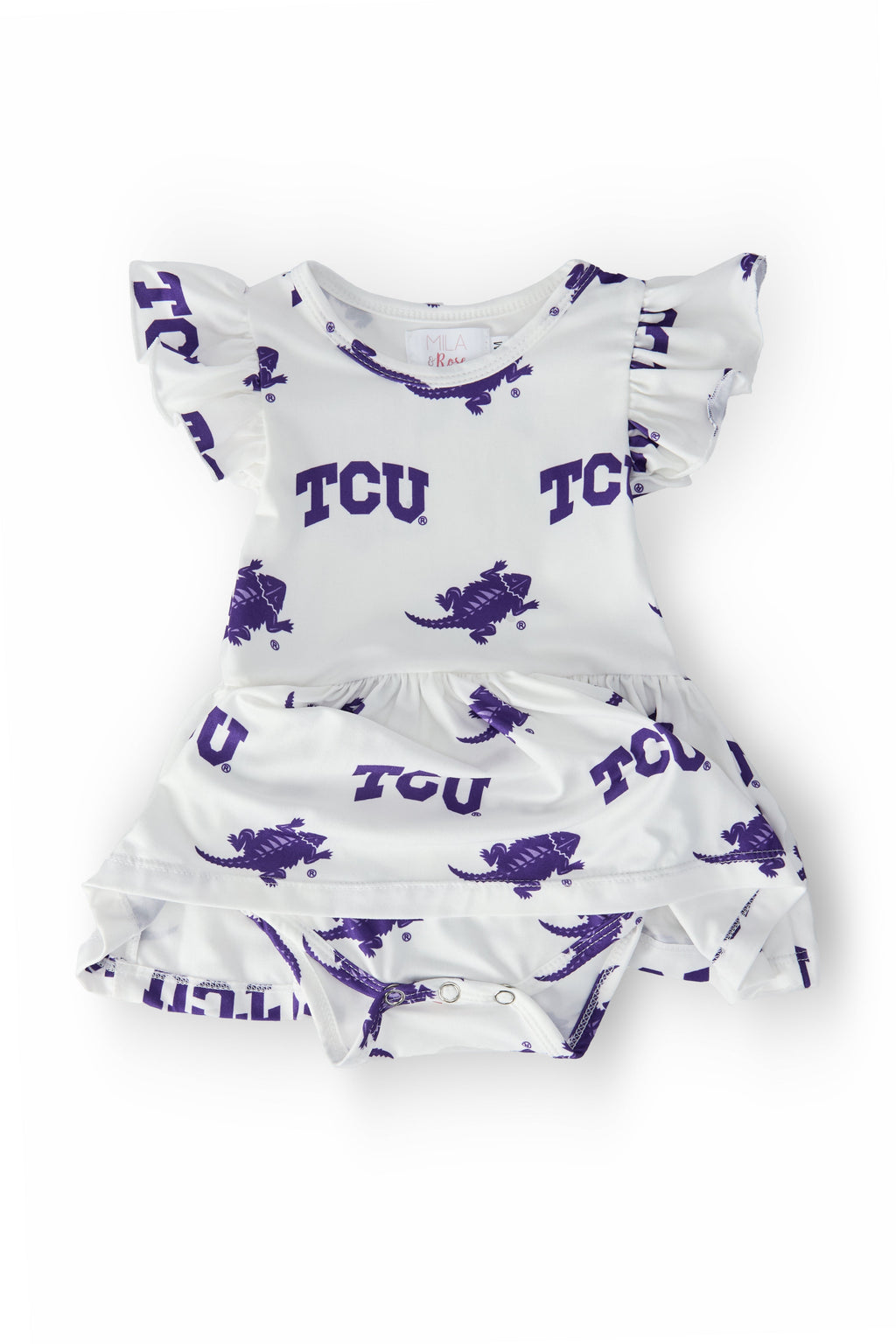TCU White Frog S/S Flutter Twirl Bodysuit by Mila & Rose ®