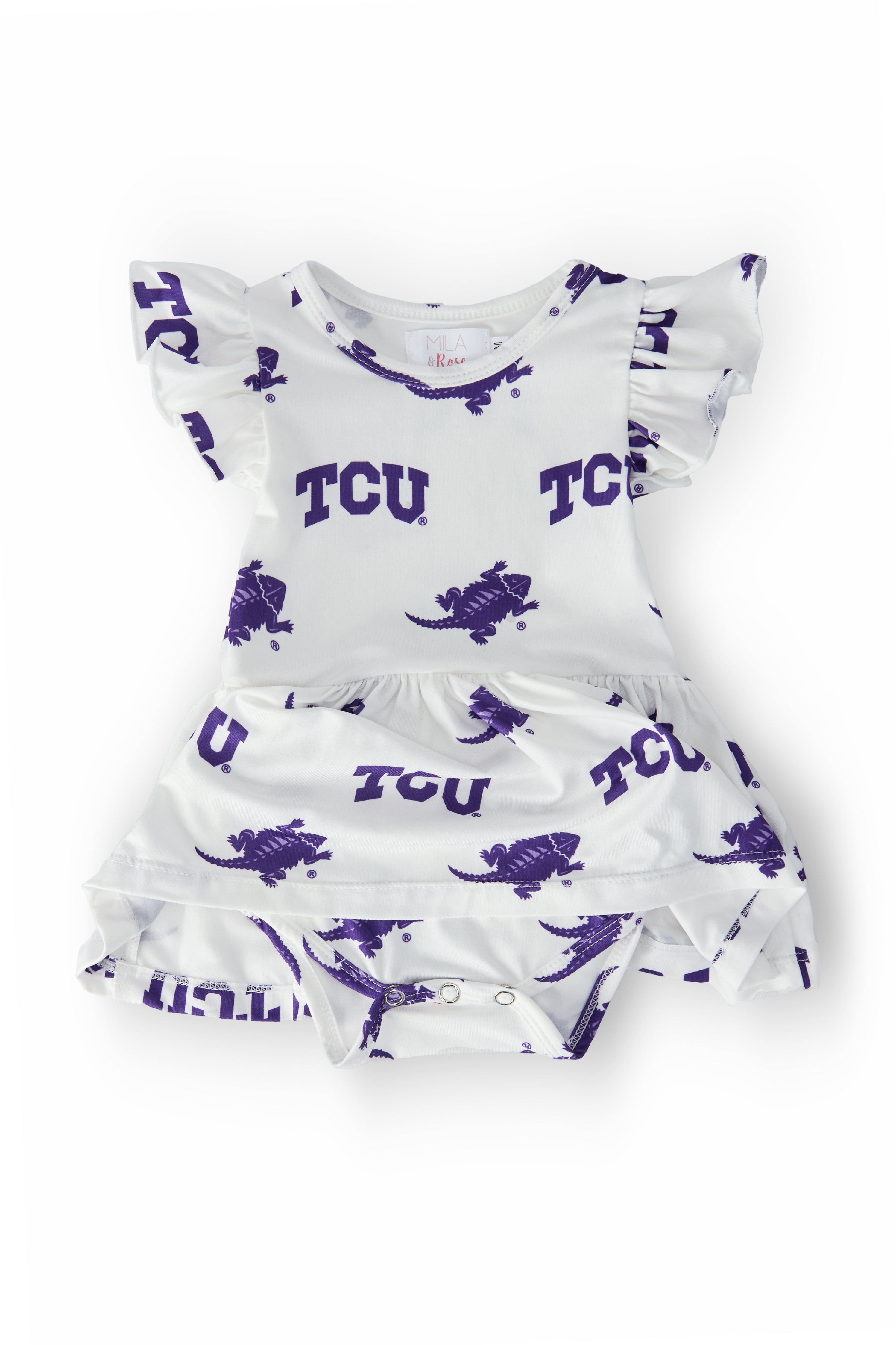 TCU White Frog S/S Flutter Twirl Bodysuit by Mila & Rose ®