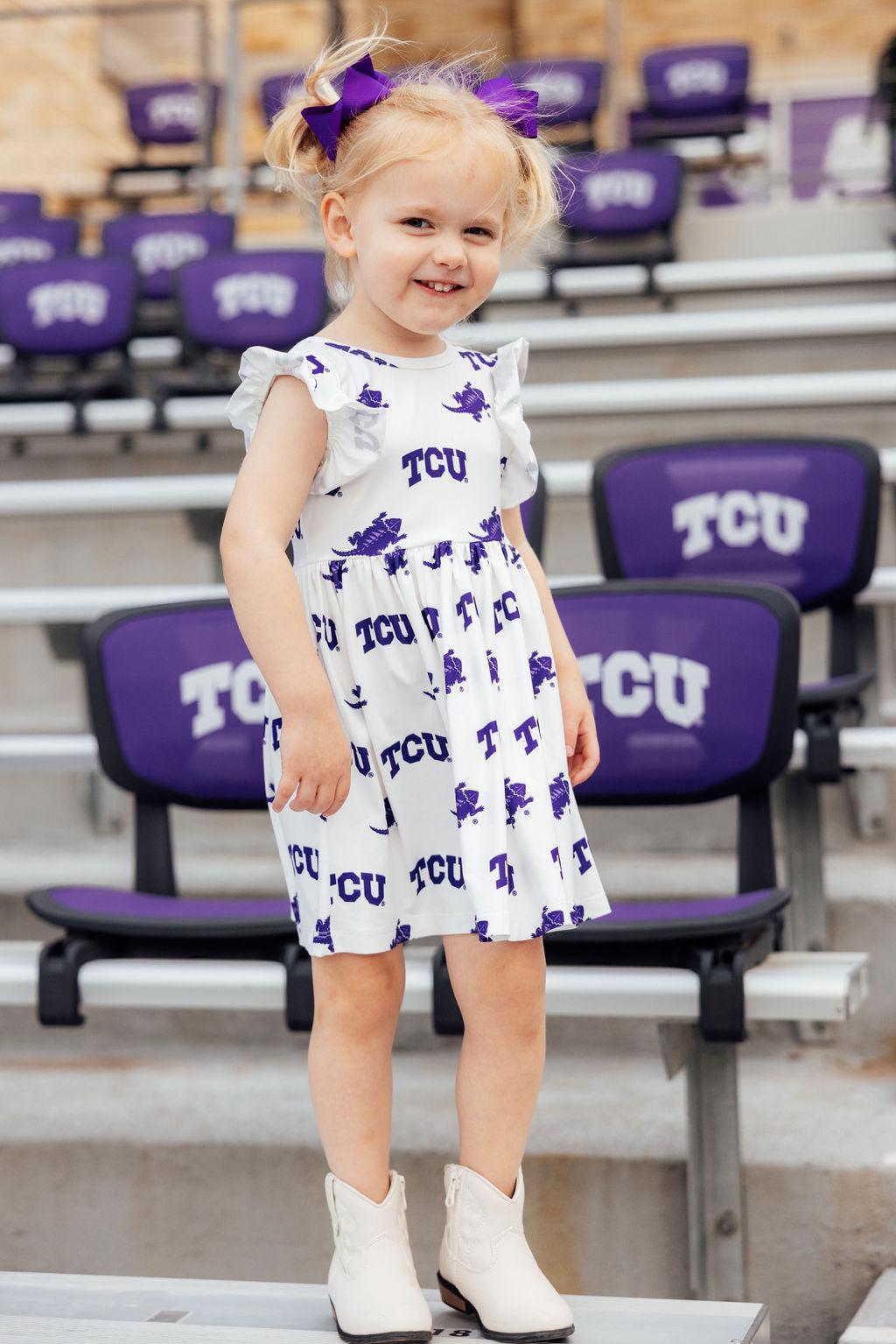 TCU White Frog Flutter Twirl Dress by Mila & Rose ®