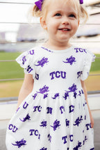 TCU White Frog Flutter Twirl Dress by Mila & Rose ®