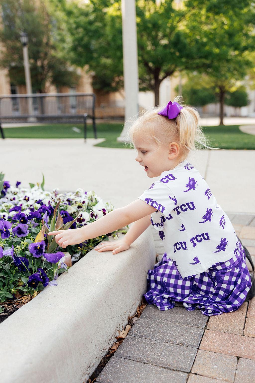 TCU White Frog Ruffle Pocket Tee by Mila & Rose ®